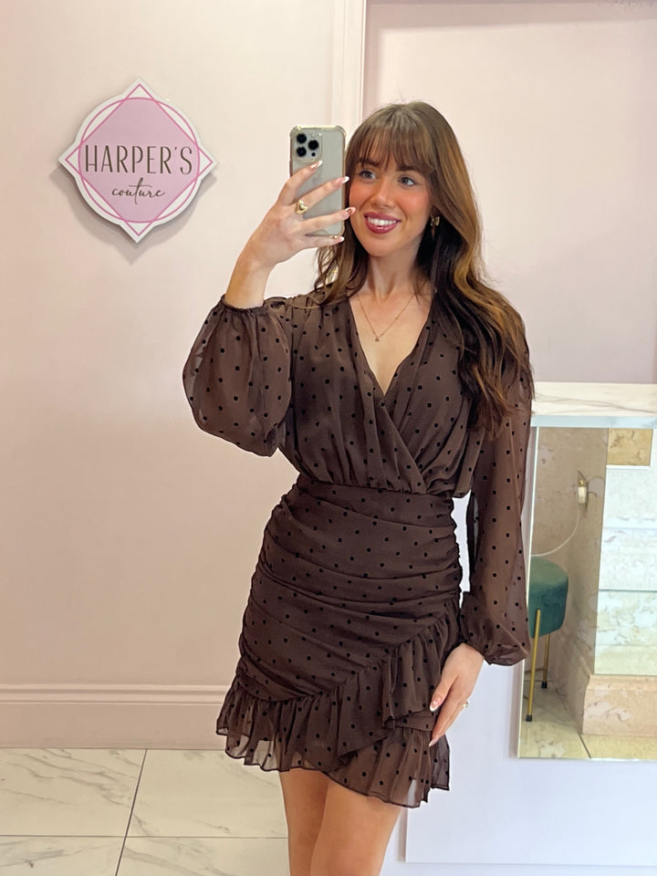 Estella Polka Dot Ruched Dress