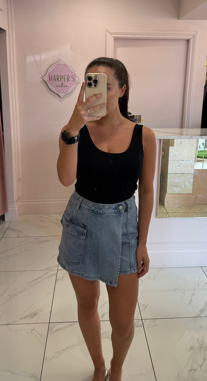 Katie Denim Front Pocket Detail Skort