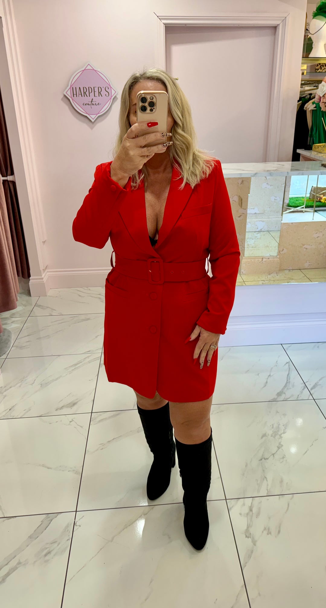 Lorna Red Belted Blazer Dress