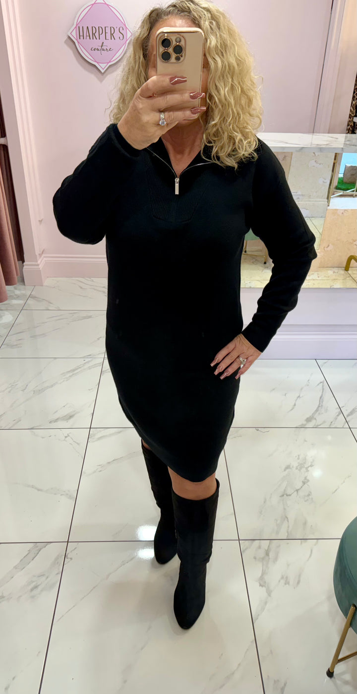 Louise Quarter Zip Knit Dress