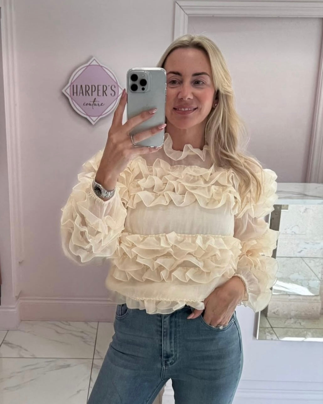 Felicity Cream Frill Blouse Shirt