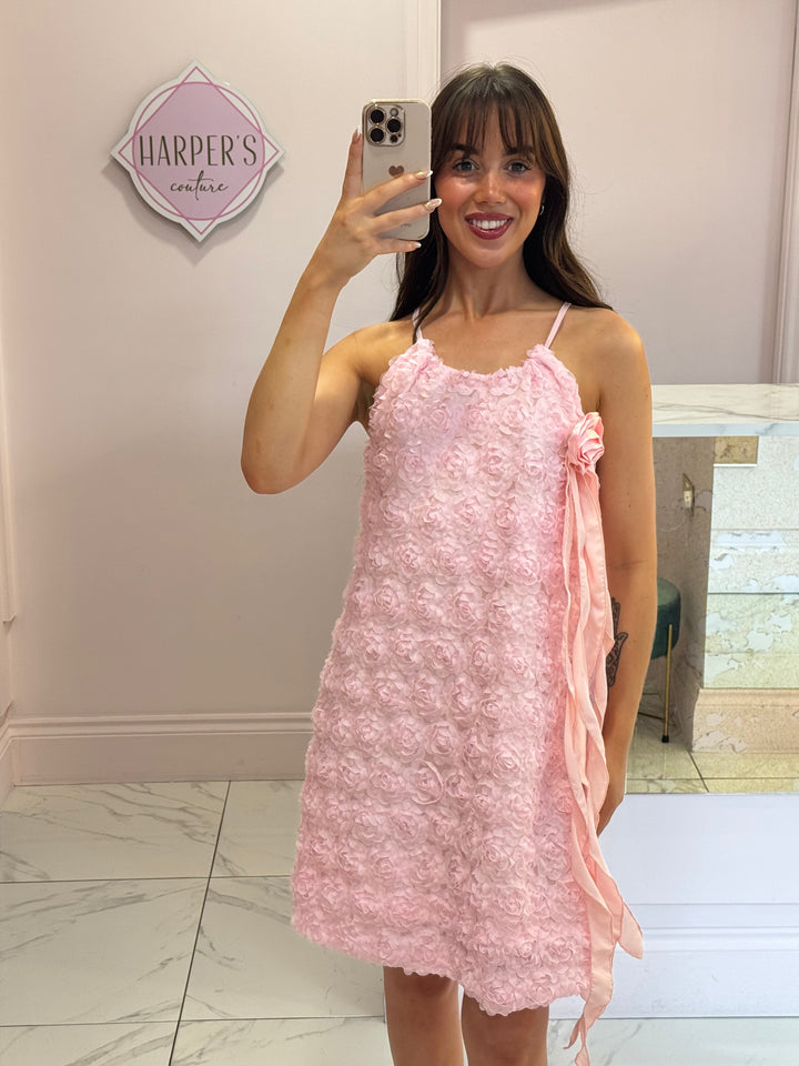 Courtney Pink 3D Flower Dress