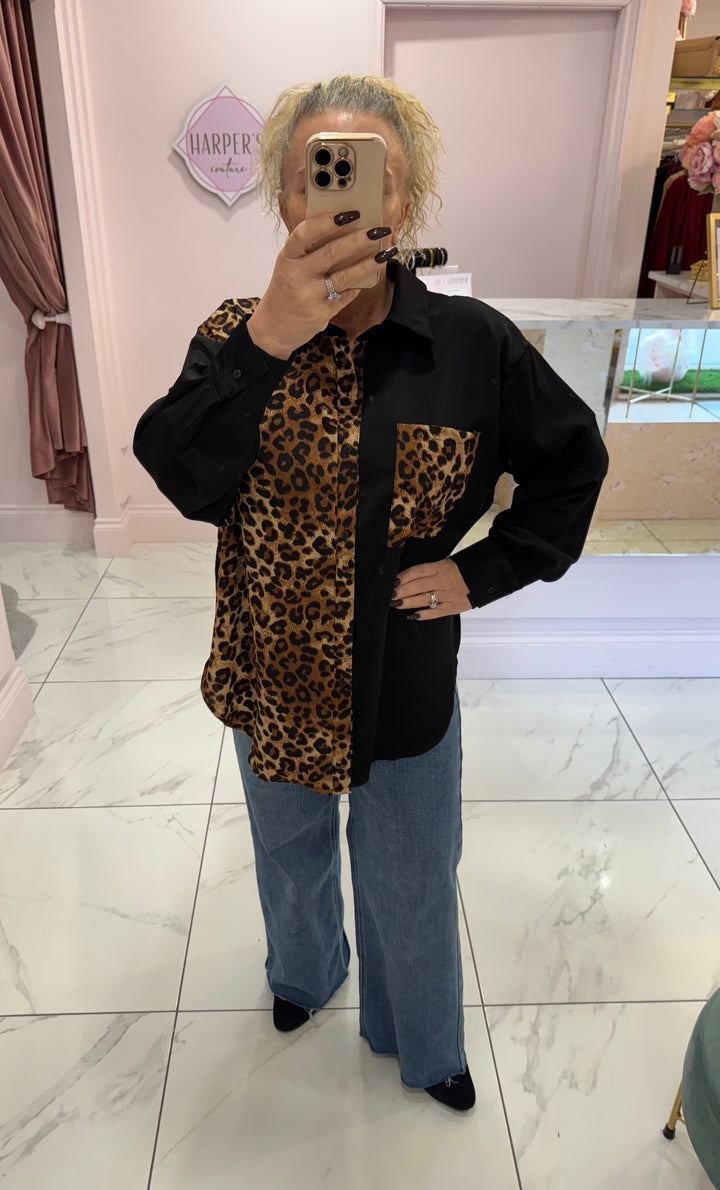 Layla Black &  Animal Print Blouse