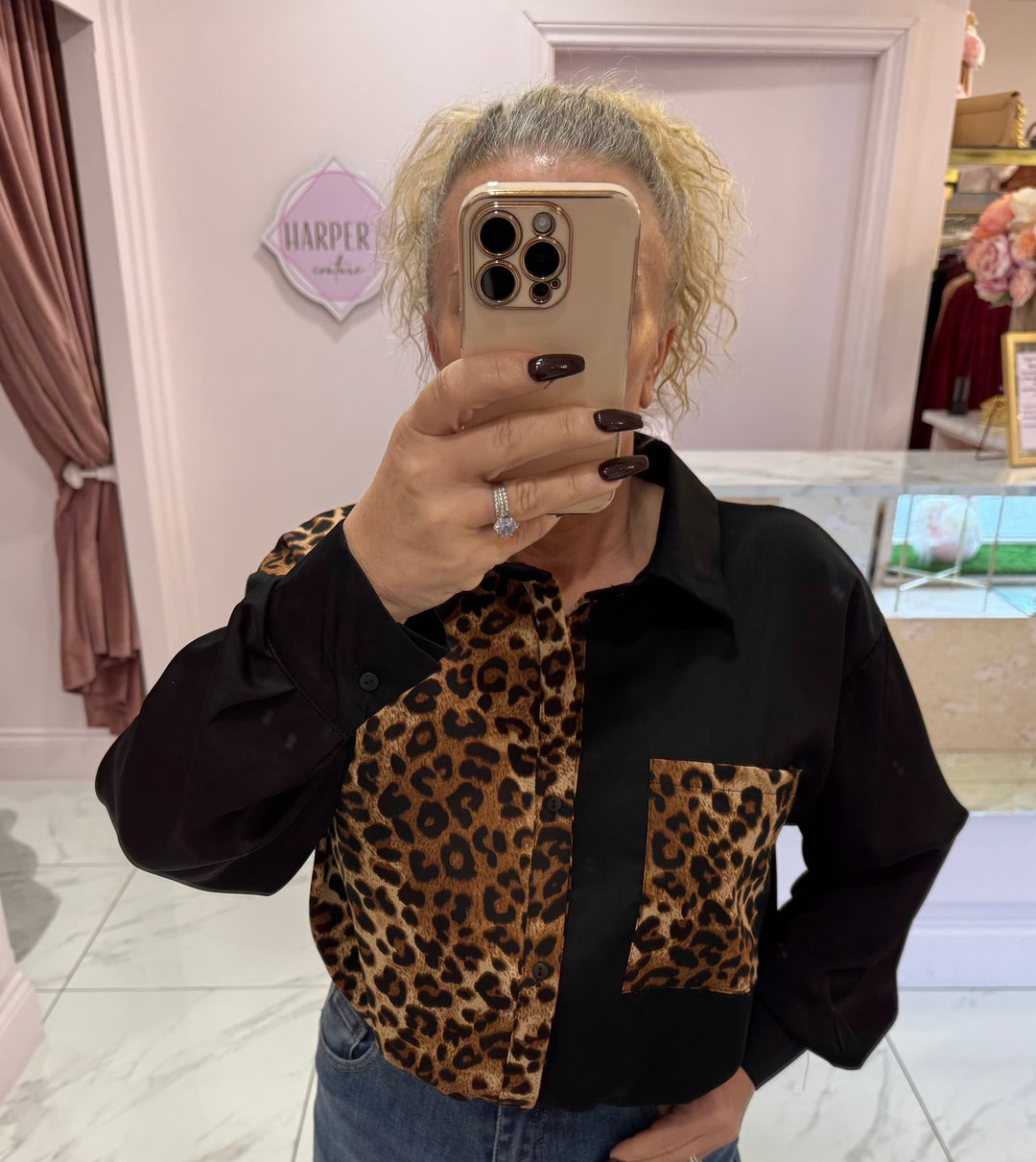 Layla Black &  Animal Print Blouse