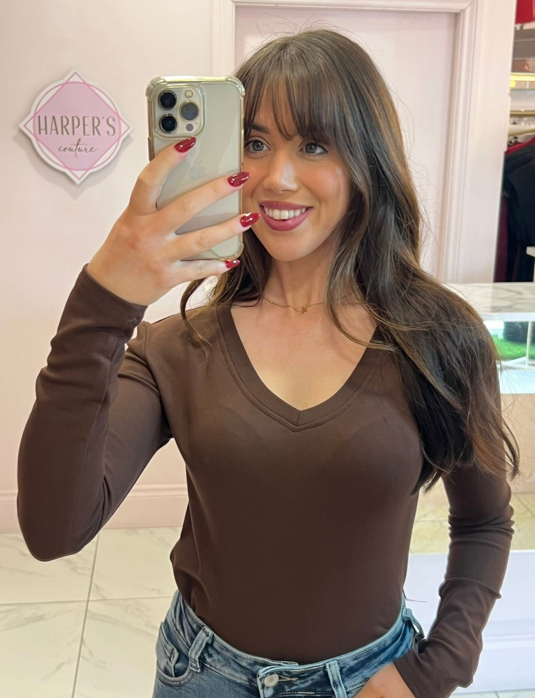 Lottie V Neck Long Sleeve Top