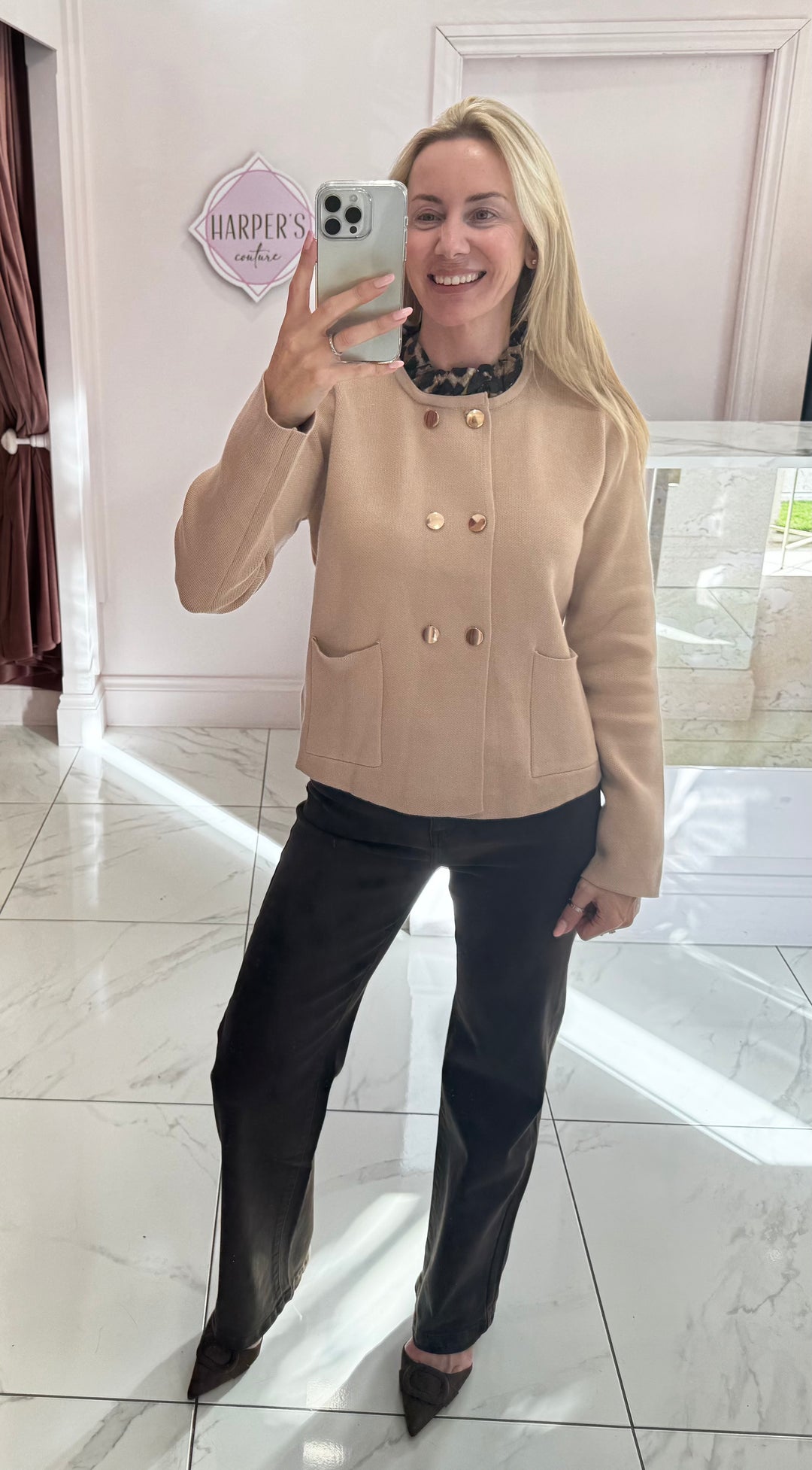 Lucy Leopard Print Trim Button Cardigan