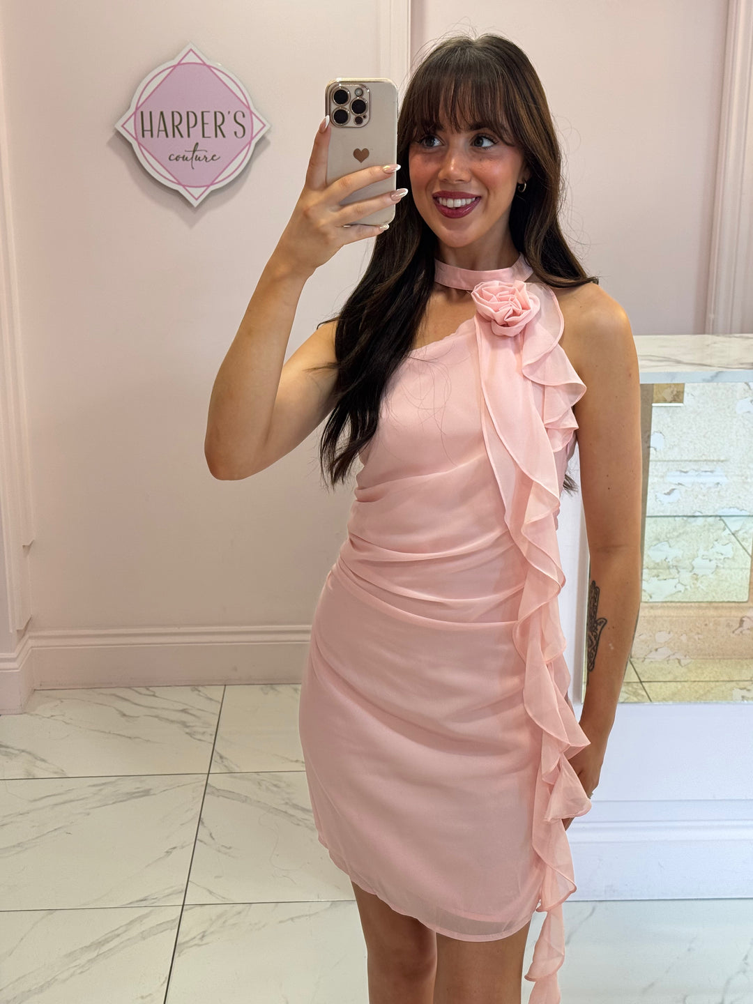 Rosie Pink Corsage & Sash Dress