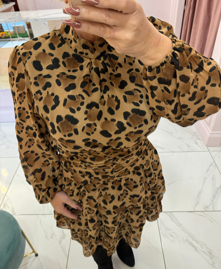 Terri Leopard Print Patterned Rara Dress