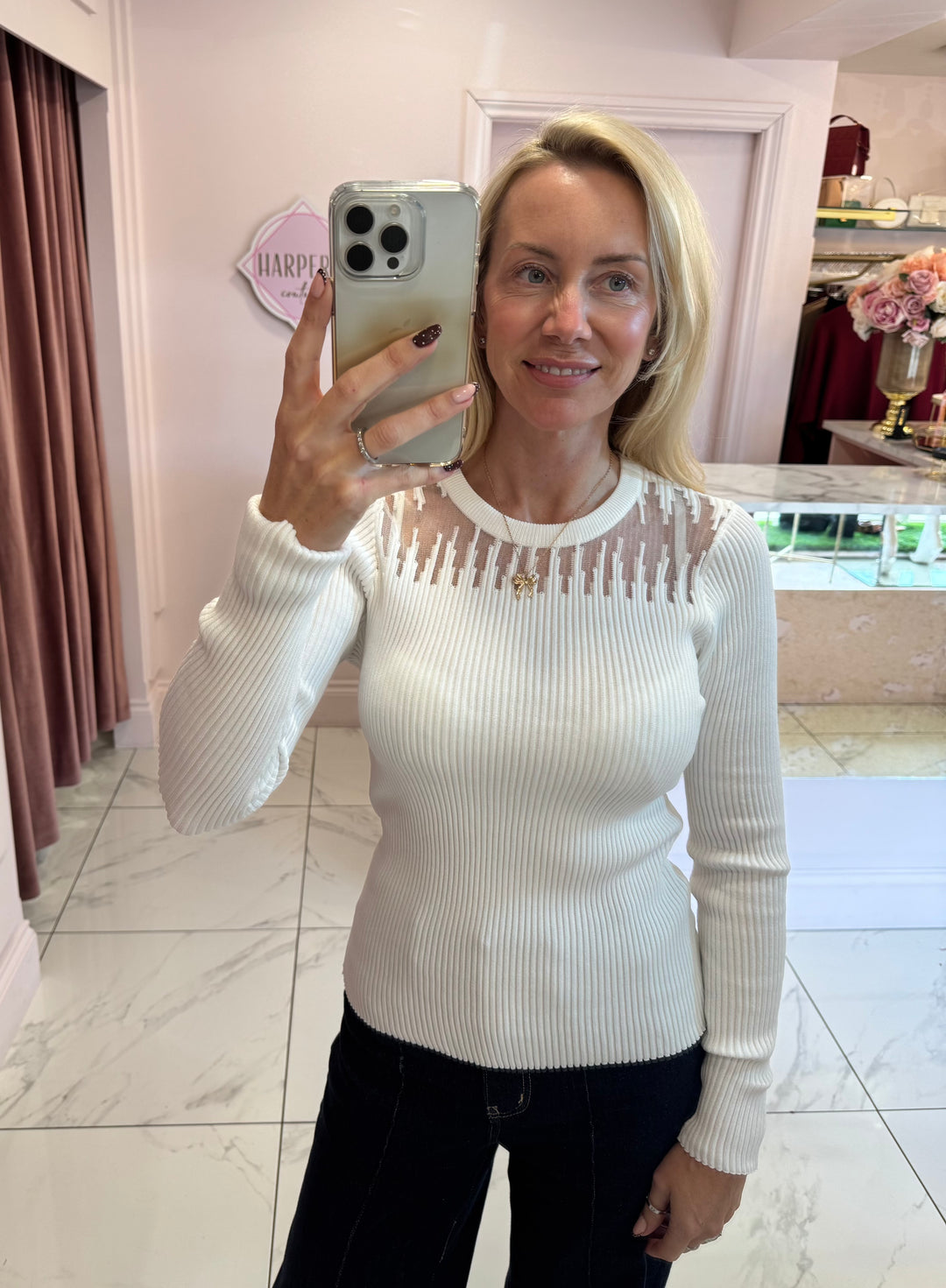 Mel Mesh & Knit Ribbed Style Jumper