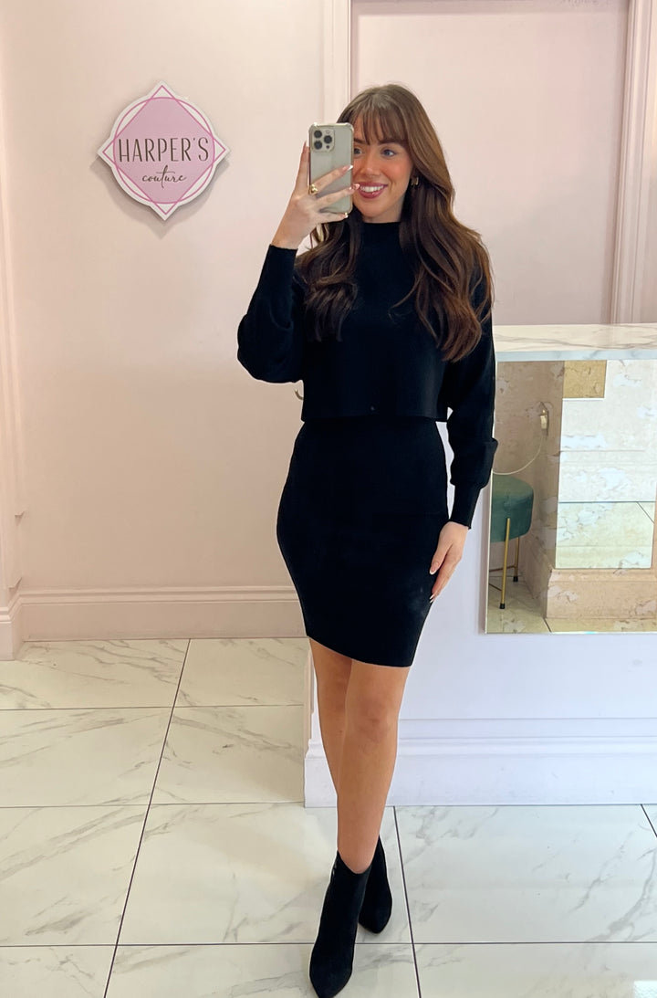 Kerry Black 2 in 1 Knit Dress & Jumper