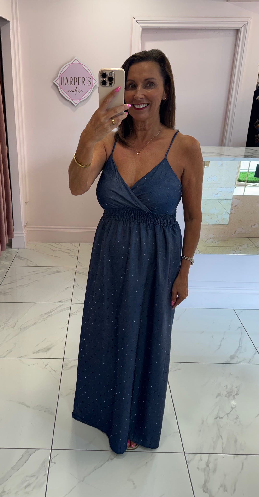 Victoria Denim Look Embellished Detail Dress