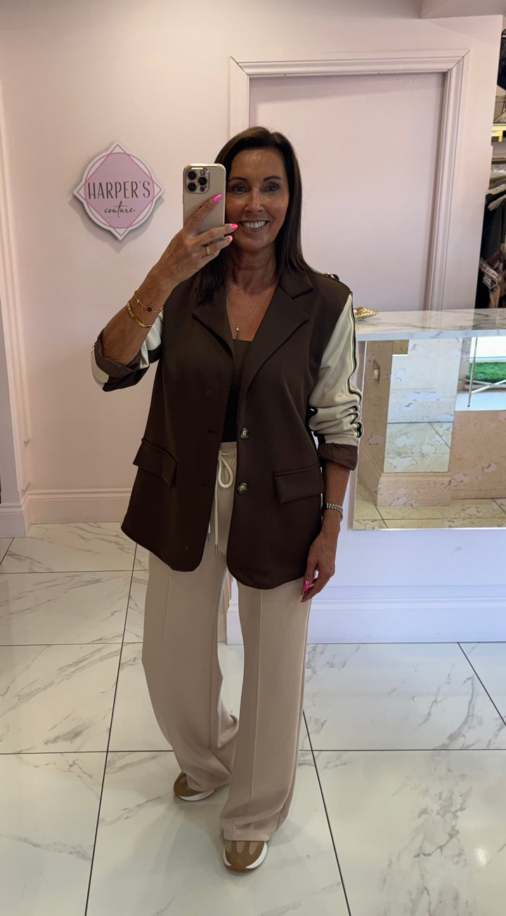 Tammi Chocolate & Cream Jersey Jacket