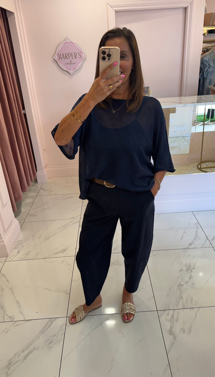Blair Navy Colour Fine Knit Top