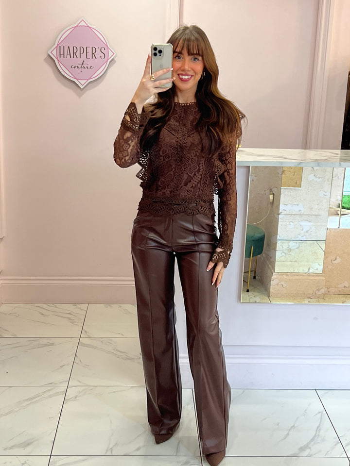Kelsey Chocolate Lace Blouse