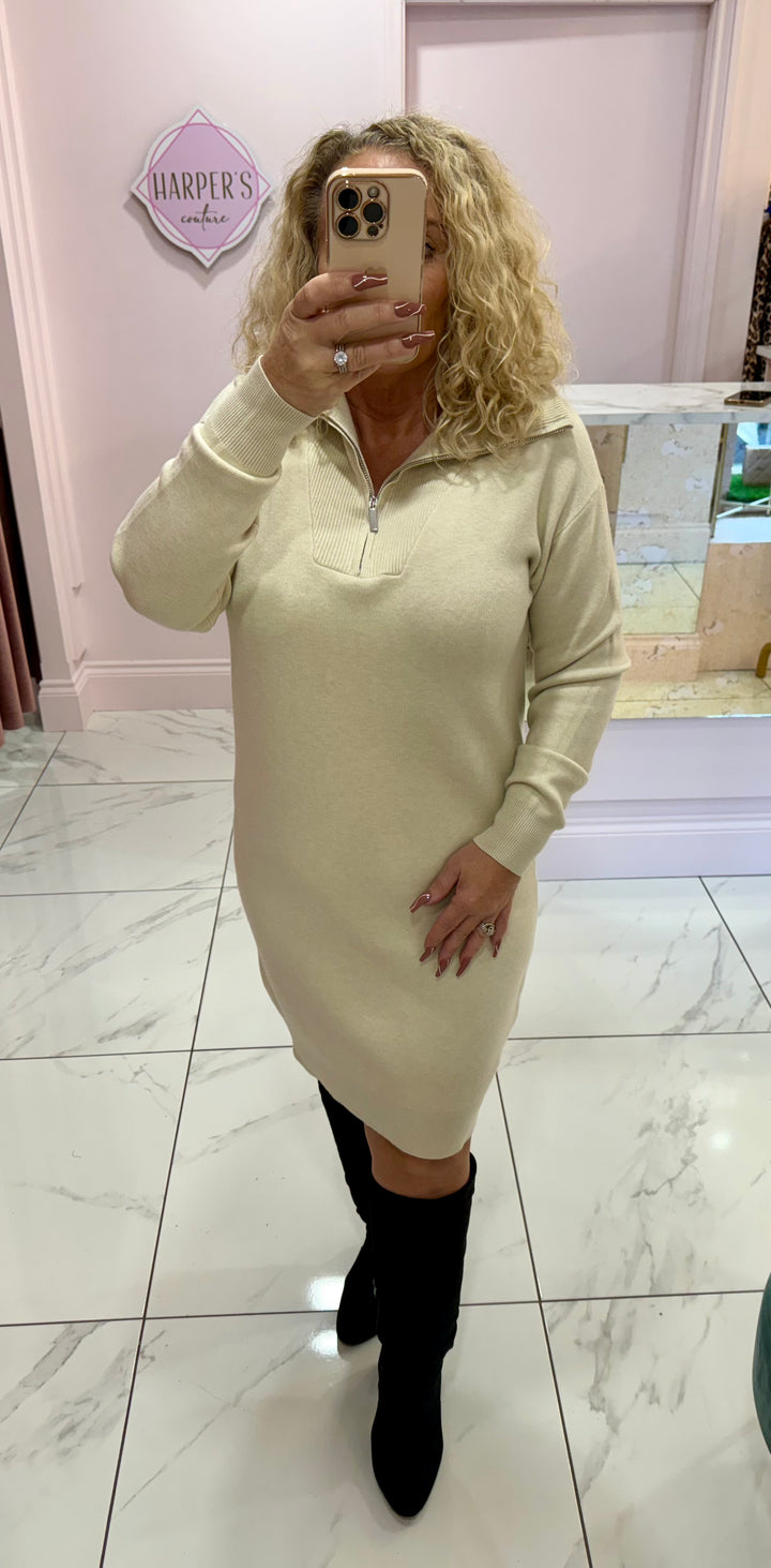 Louise Quarter Zip Knit Dress