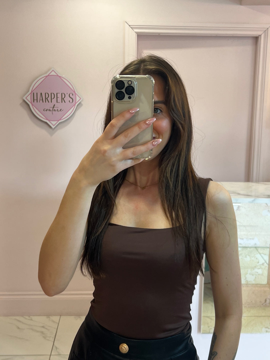 Raya Chocolate Square Neck Bodysuit