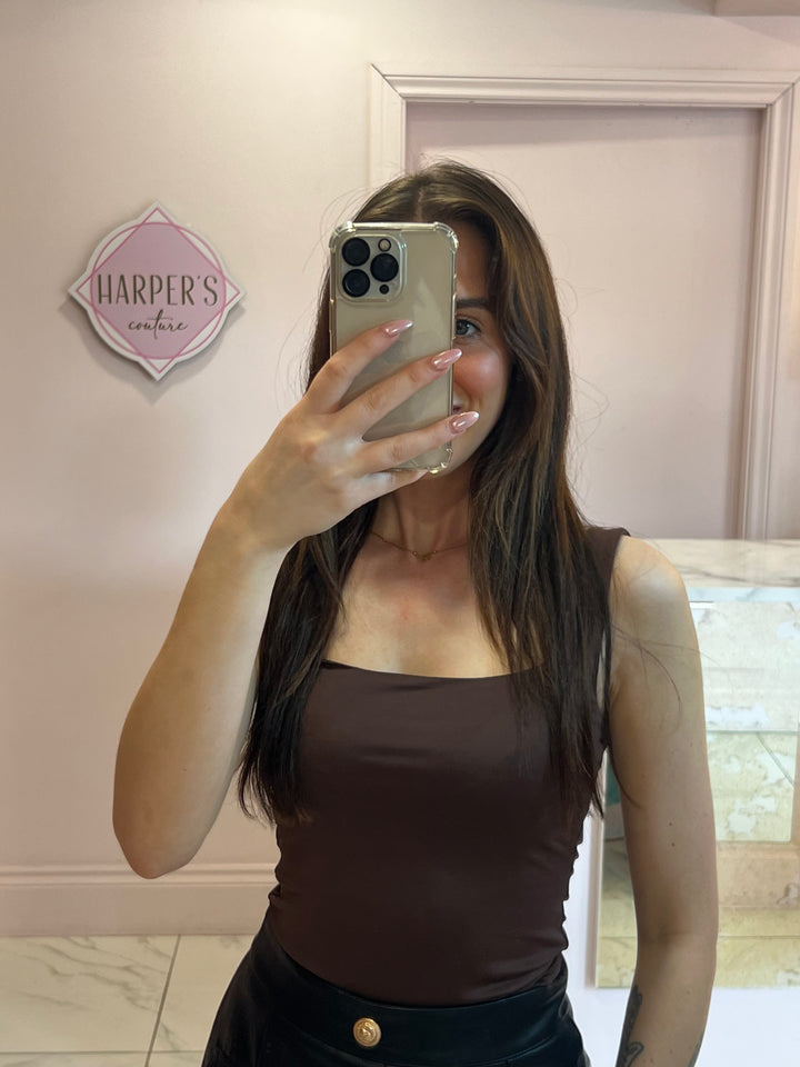 Raya Chocolate Square Neck Bodysuit