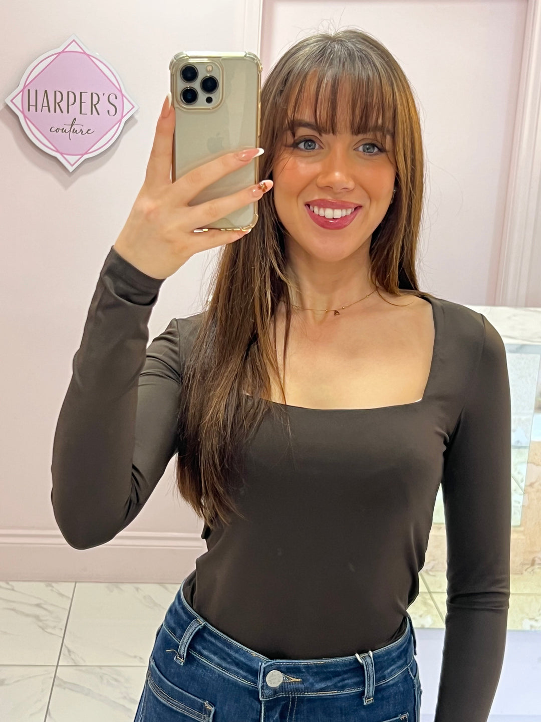 Zarah long sleeve slinky double layer Top