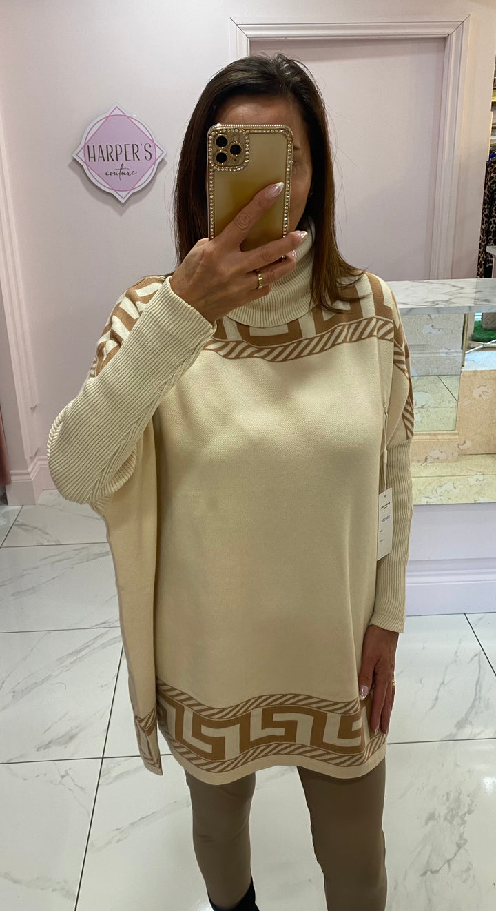 Nikita Greek Key Design Oversized Knit Jumper