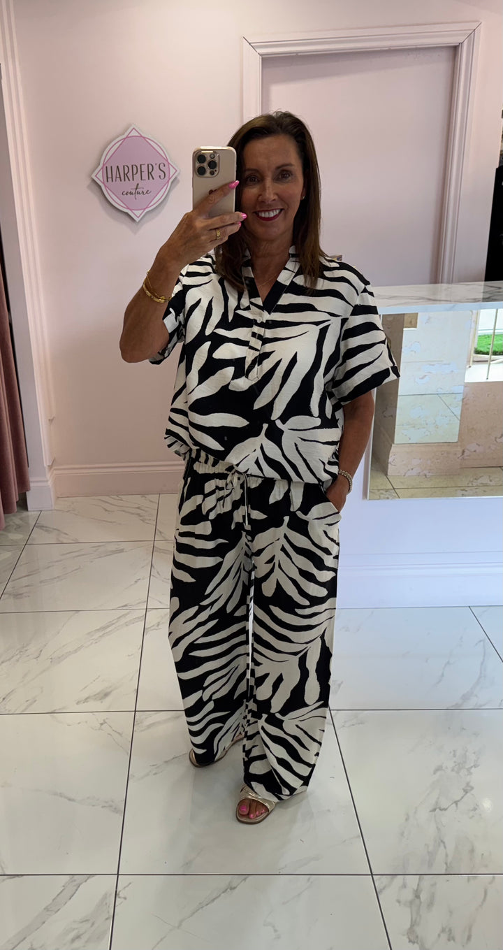 Bianca Black & White Trouser & Top Co Ord Set