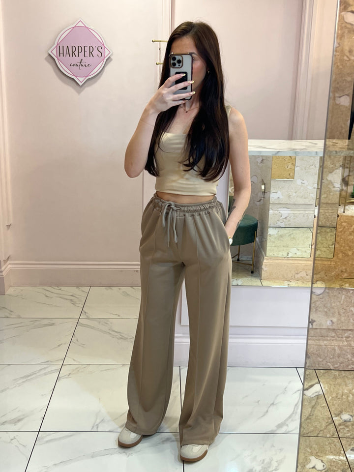 Alex Taupe Super Soft Seam Front Trousers