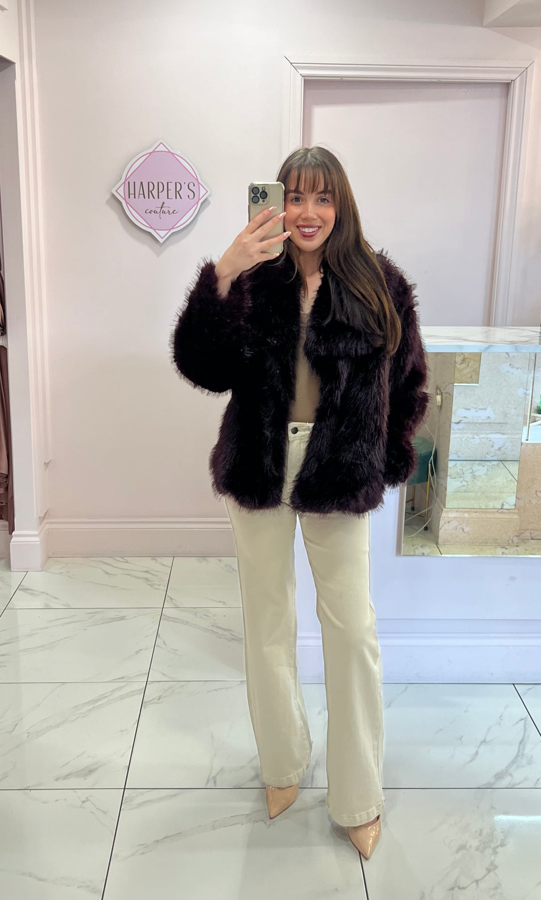 Jordanna Wine Faux Fur Jacket