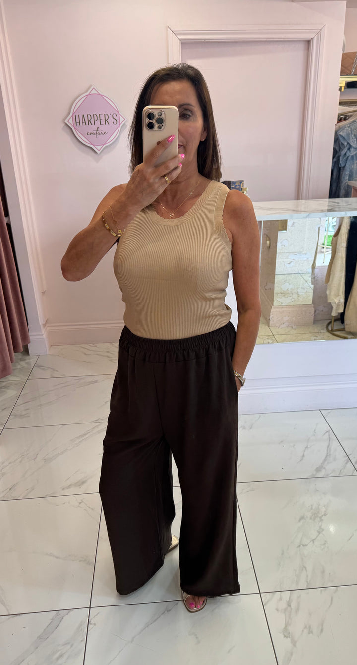 Andrea Chocolate Wide Leg Trousers