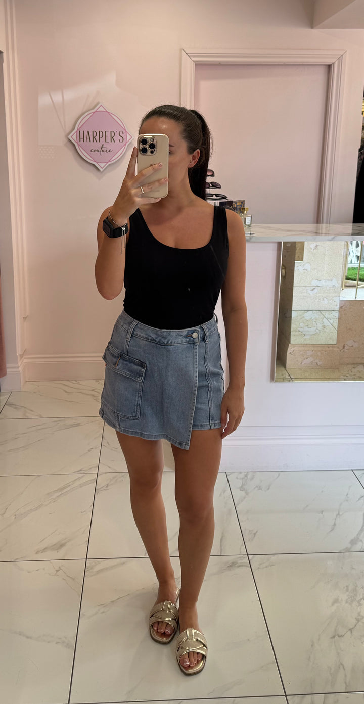 Katie Denim Front Pocket Detail Skort