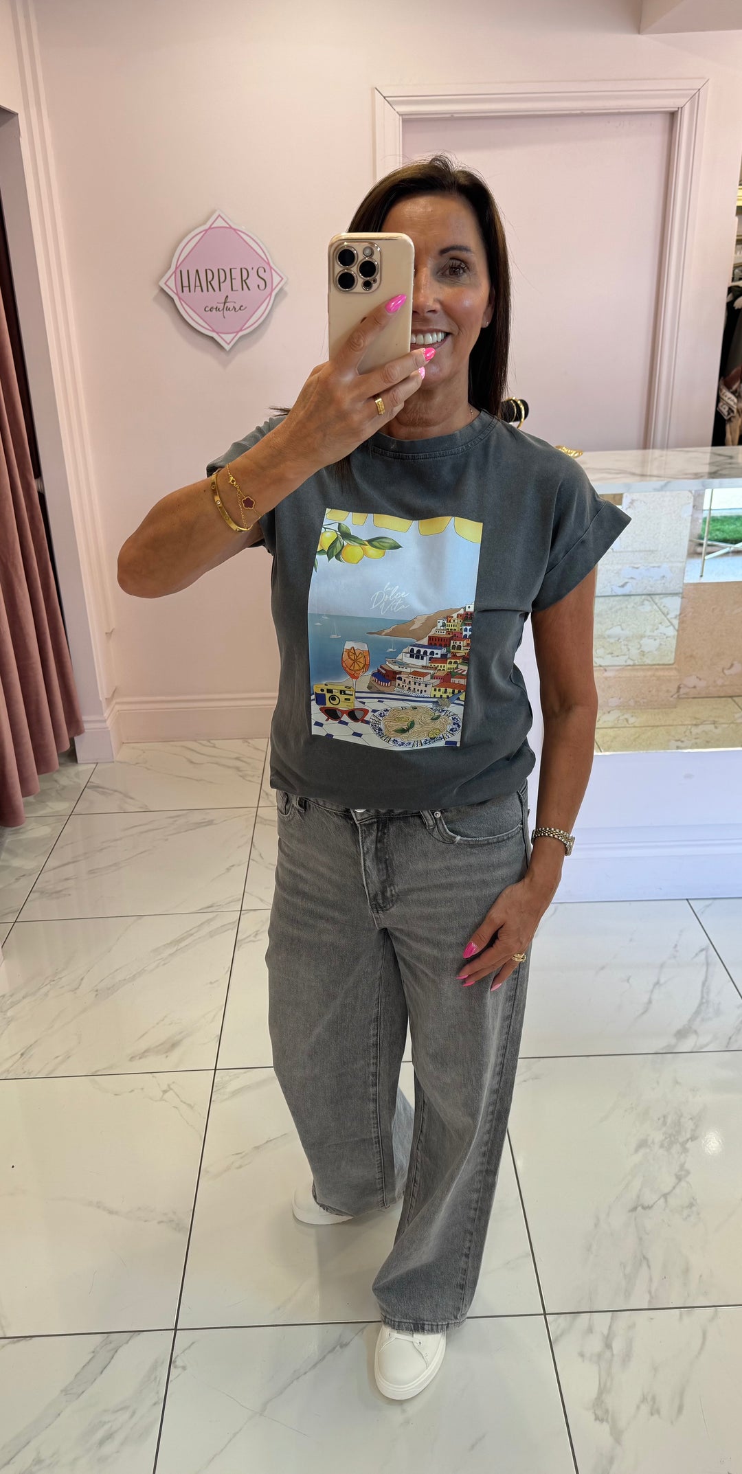 Dolce Vita Grey Acid Washed T-Shirt