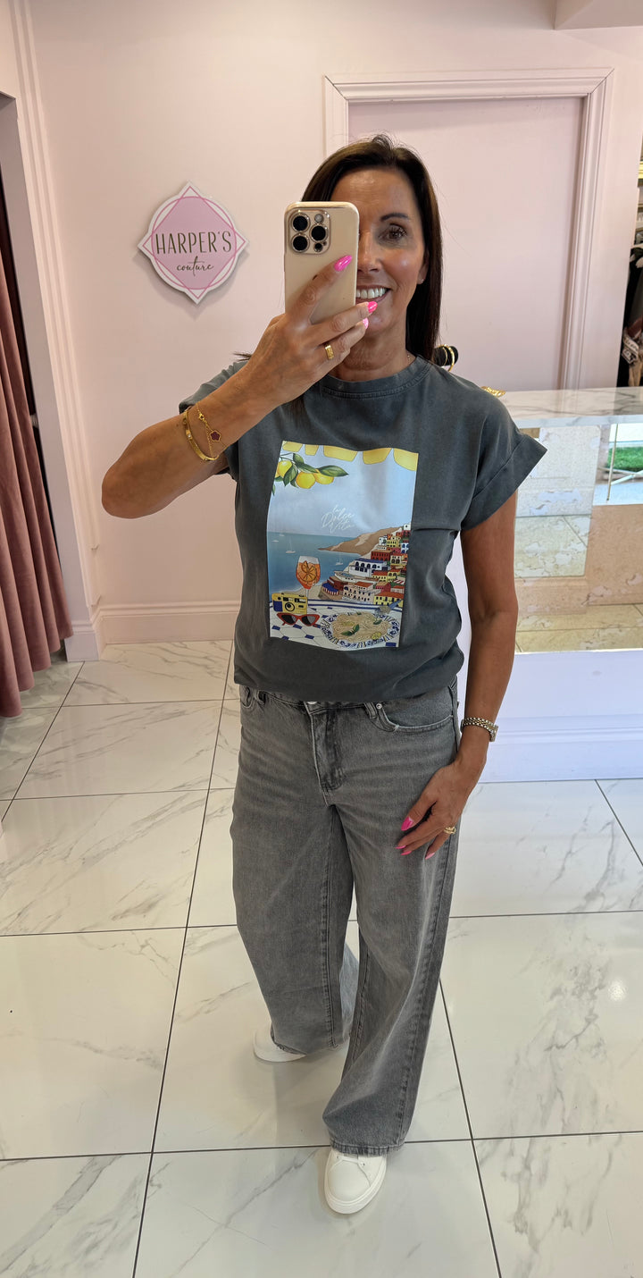 Dolce Vita Grey Acid Washed T-Shirt