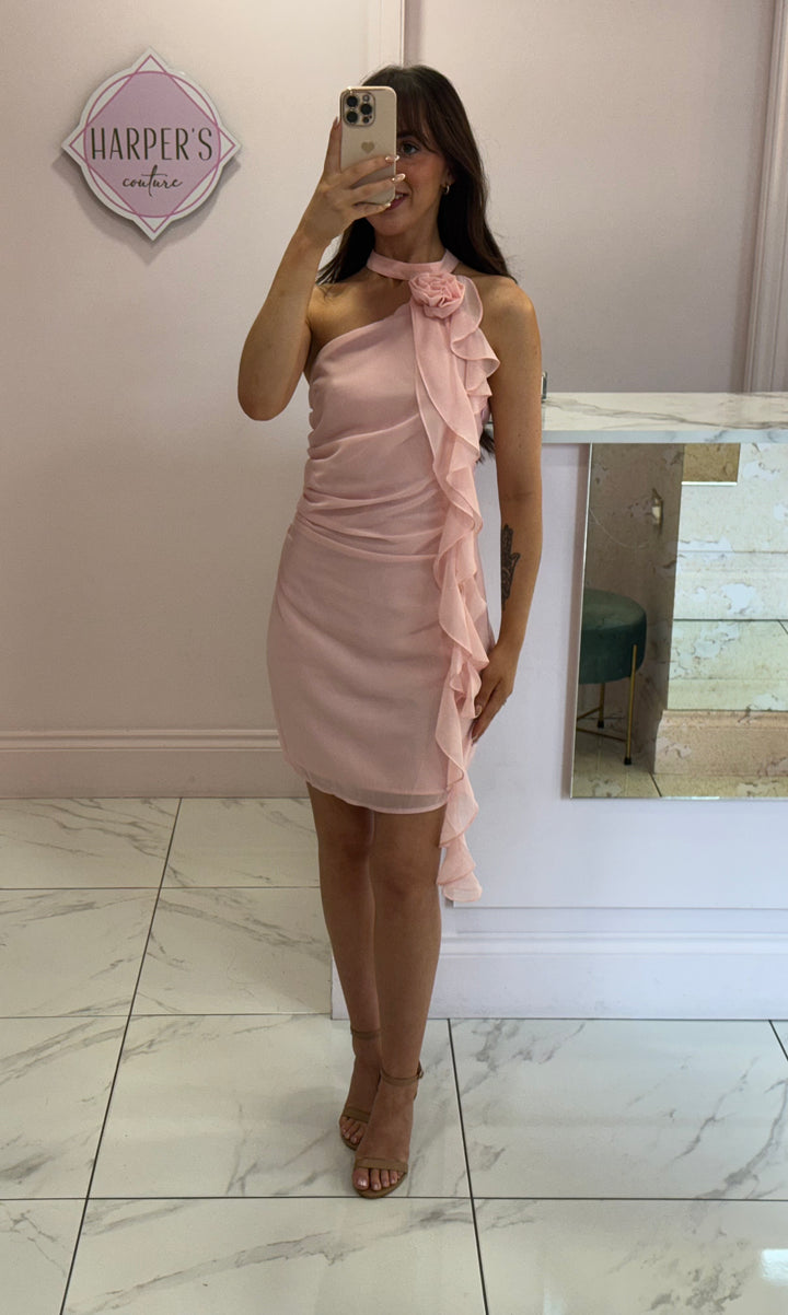 Rosie Pink Corsage & Sash Dress