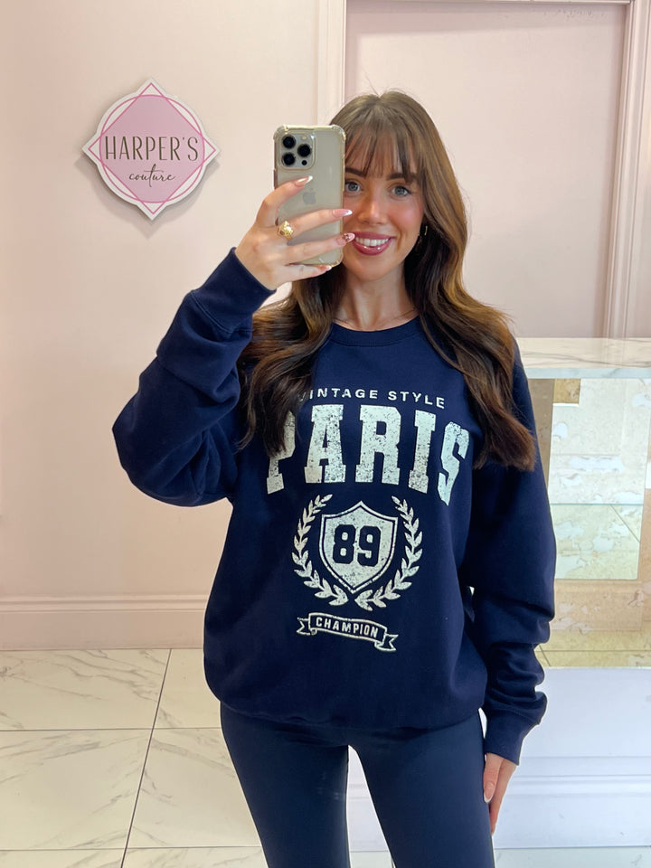 Paris Navy Sweater/Jumper