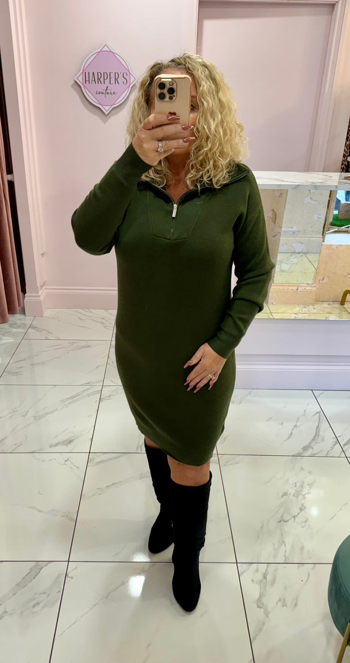 Louise Quarter Zip Knit Dress