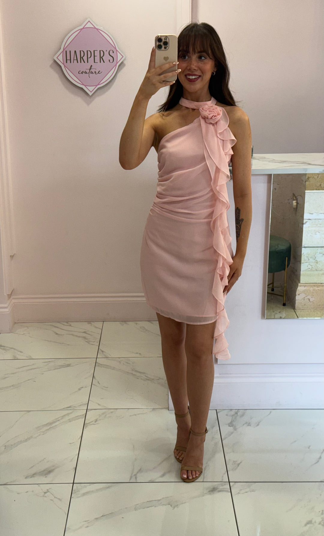 Rosie Pink Corsage & Sash Dress