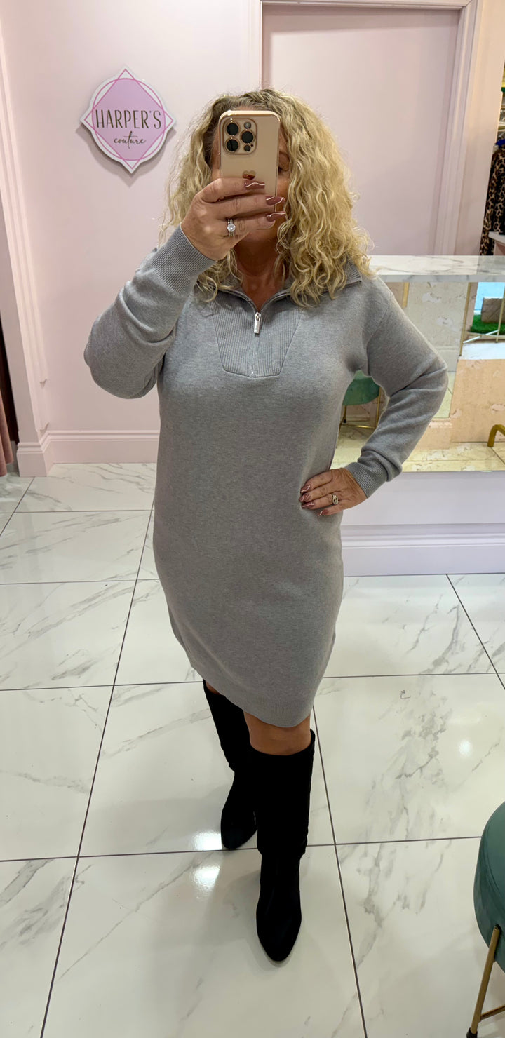 Louise Quarter Zip Knit Dress