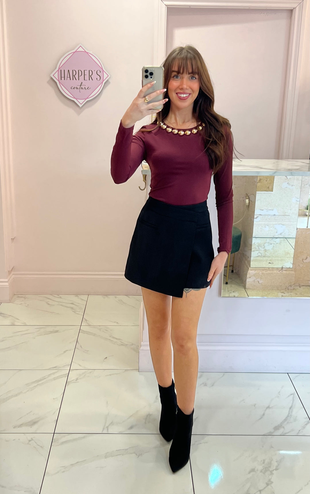 Hallie Burgundy Chunky Stud Bodysuit