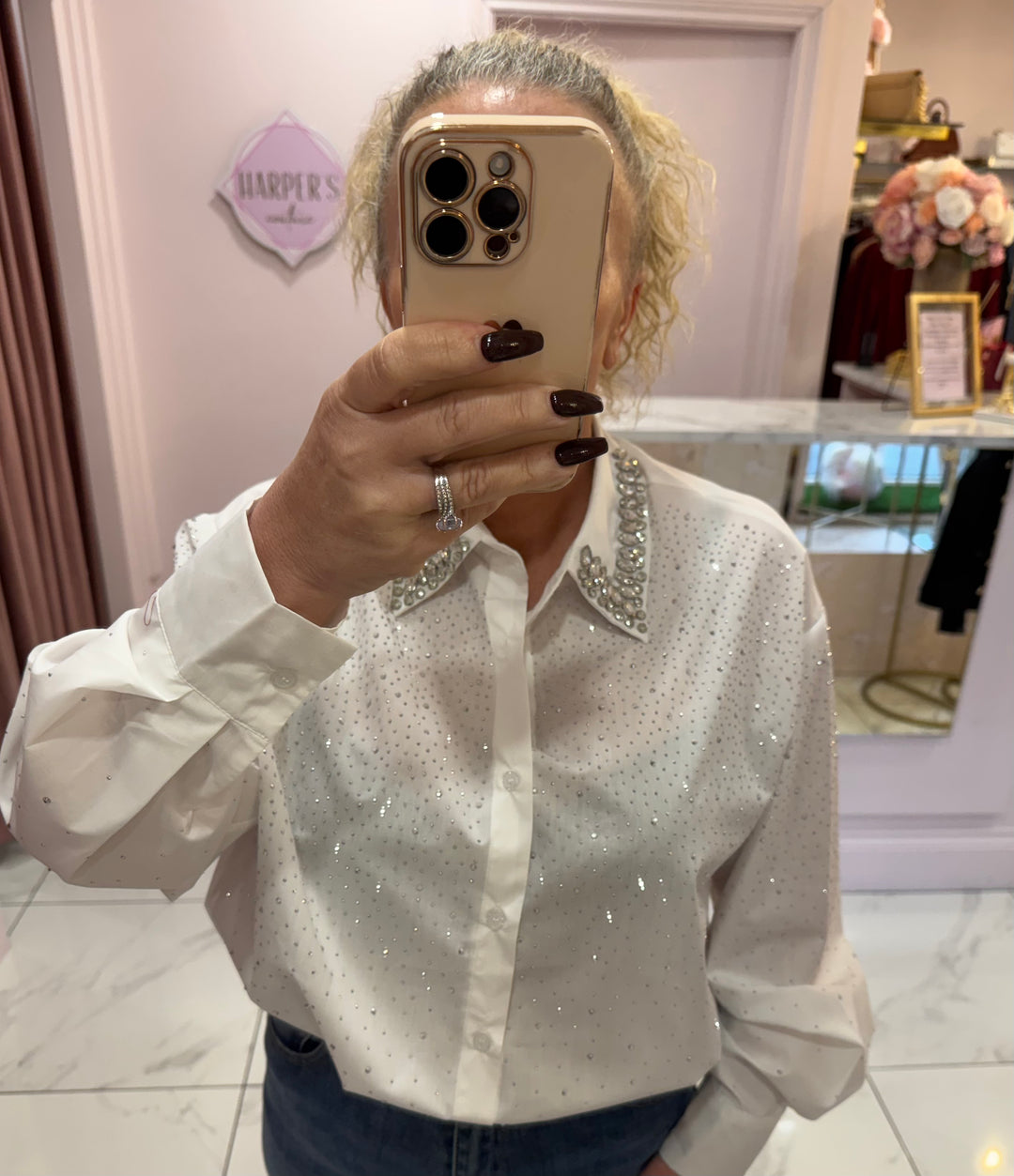 Emma Crystal Embellished Shirt/Blouse