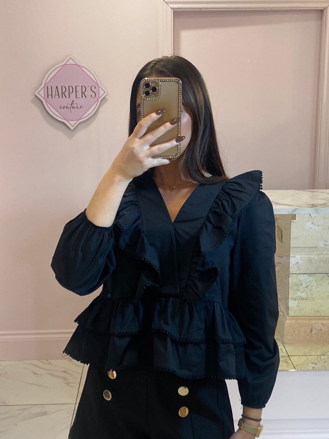 Priya Black Peplum Shirt