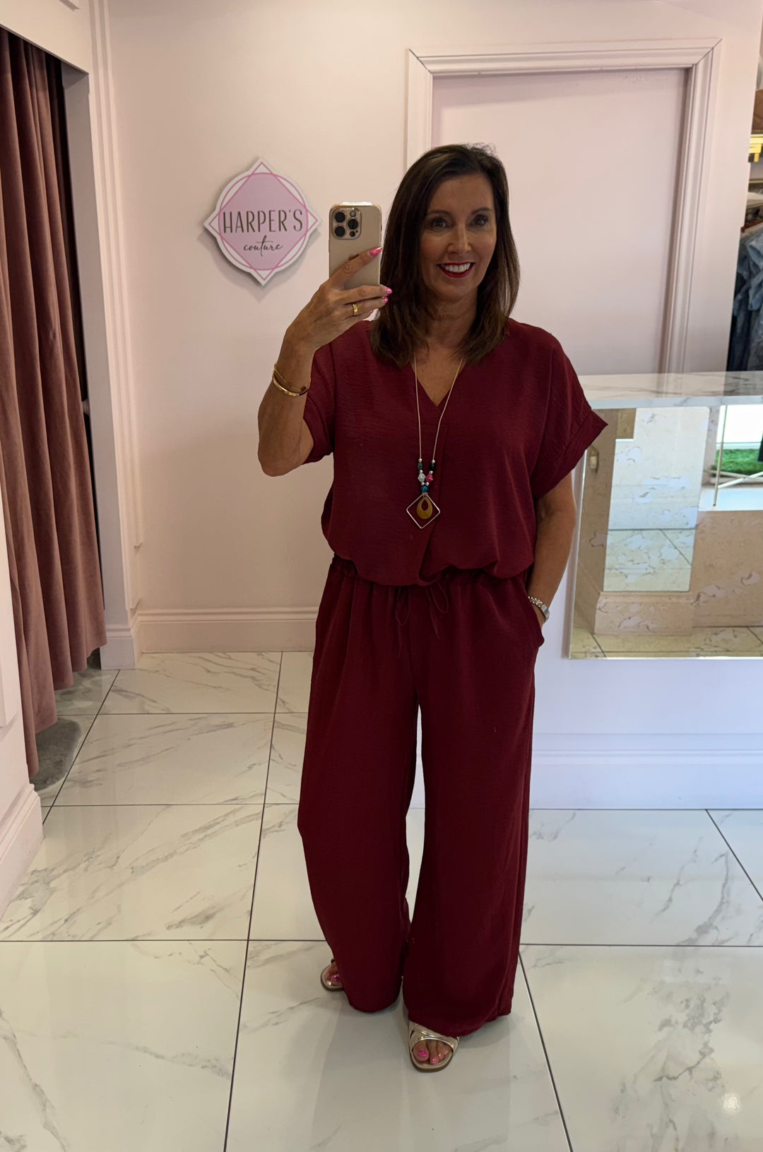 Ember V Neck Top With Necklace