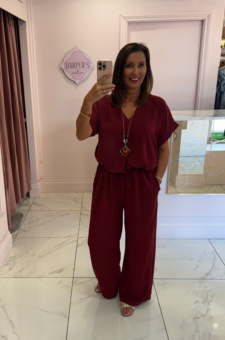 Ember V Neck Top With Necklace