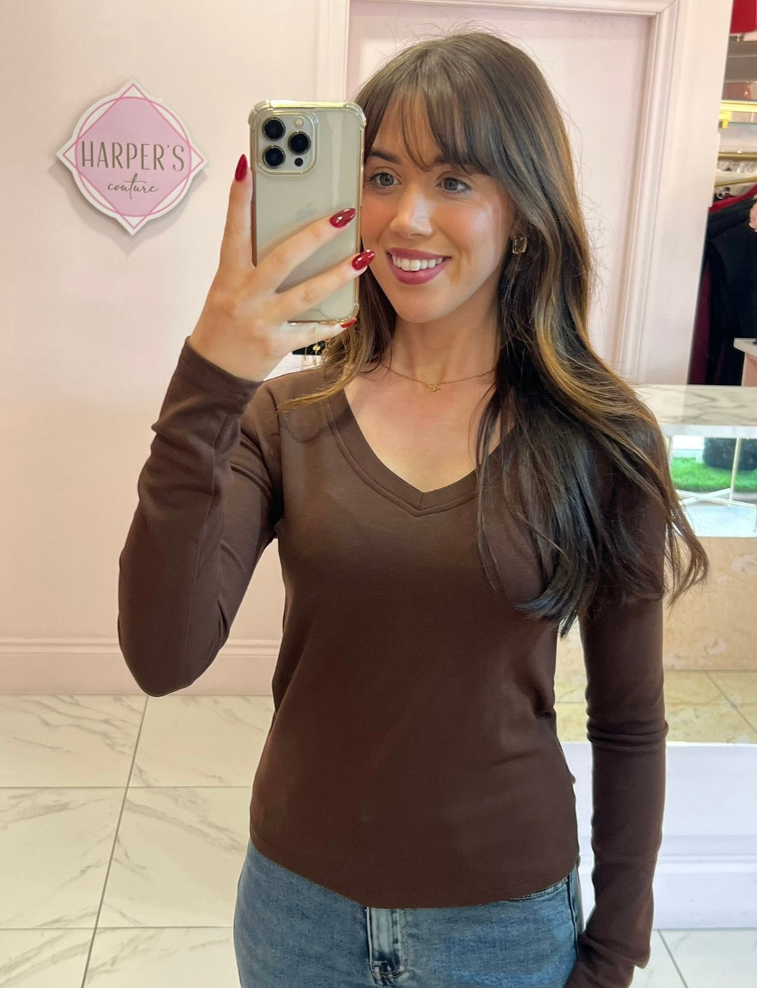 Lottie V Neck Long Sleeve Top