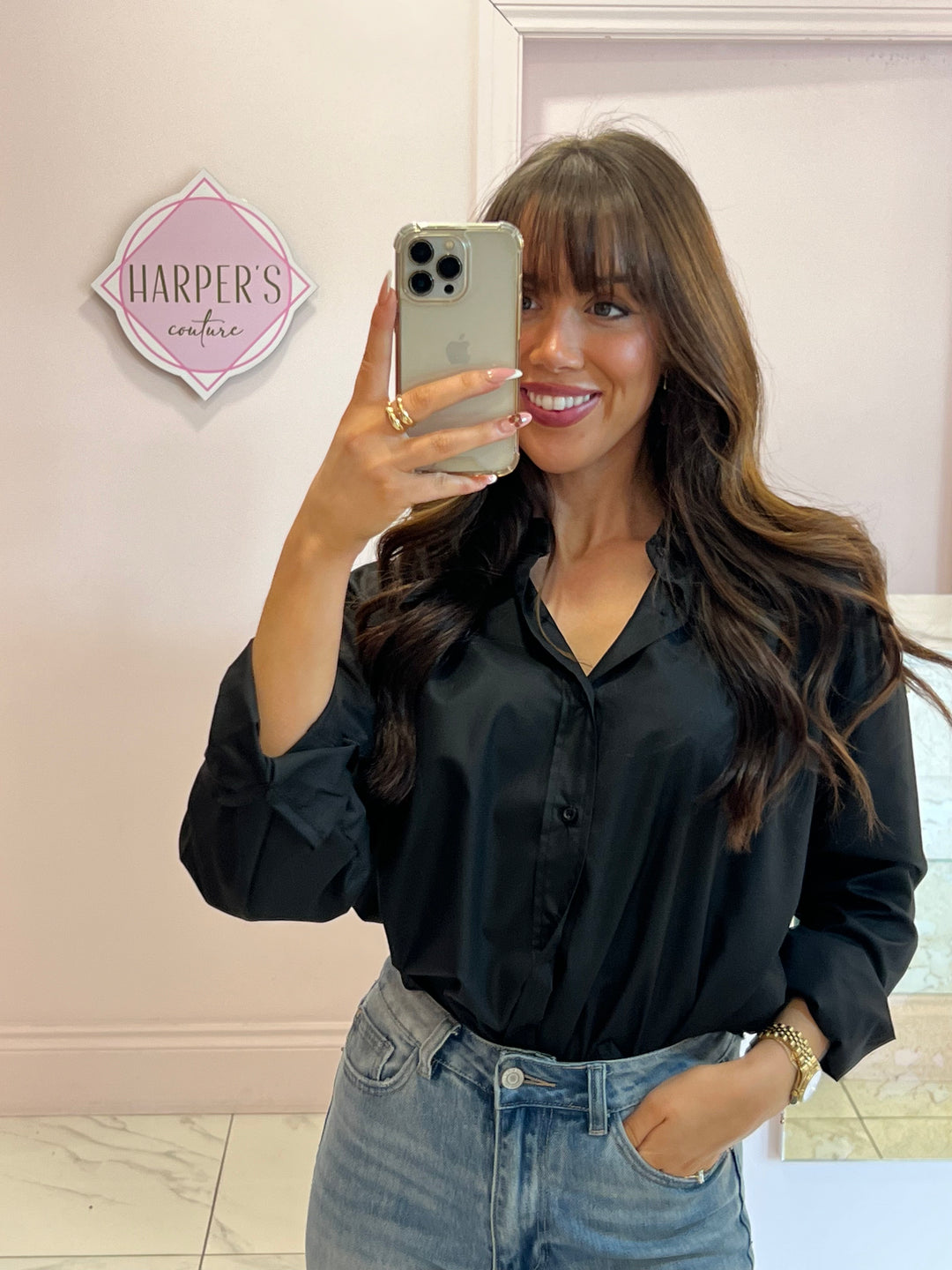 Jenny Black Cotton Shirt/Blouse