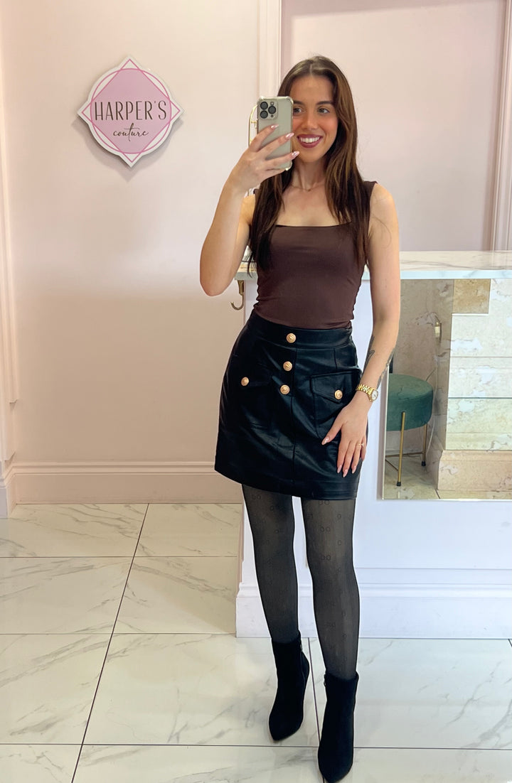 Raya Chocolate Square Neck Bodysuit