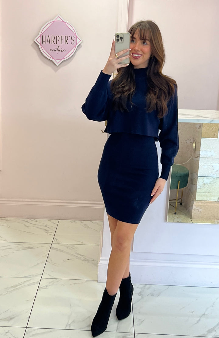 Kerry Navy 2 in 1 Knit Dress & Jumper
