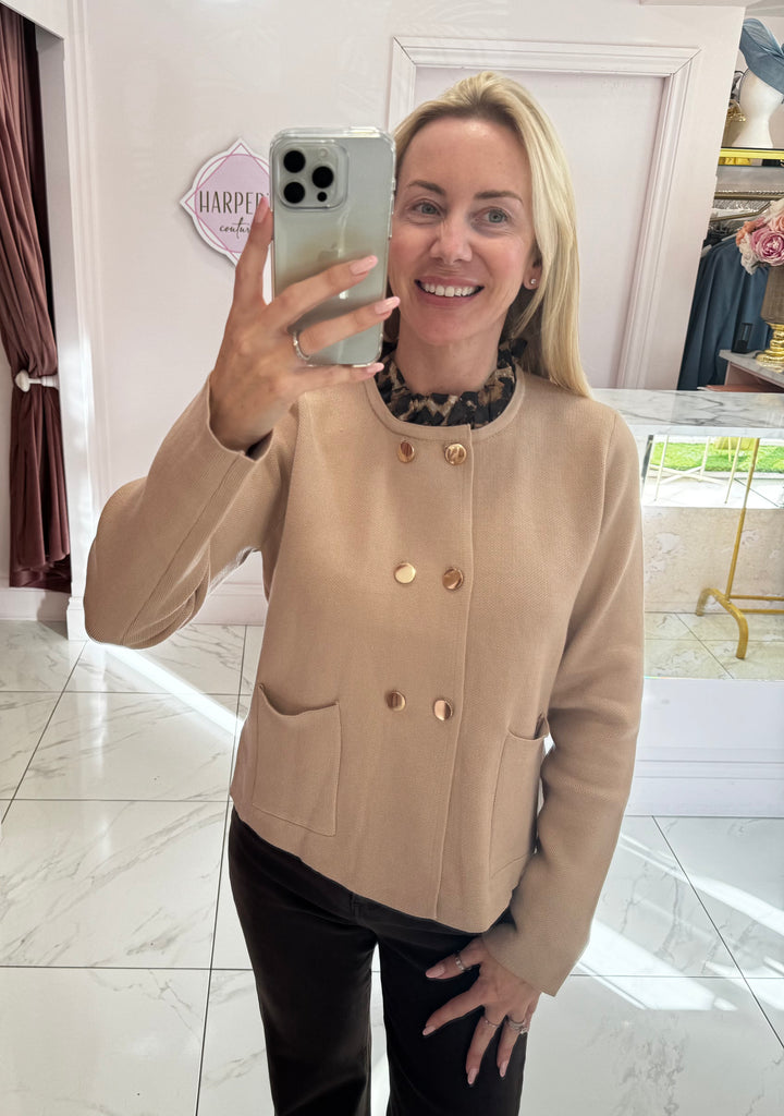 Lucy Leopard Print Trim Button Cardigan