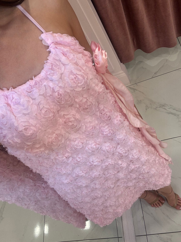 Courtney Pink 3D Flower Dress
