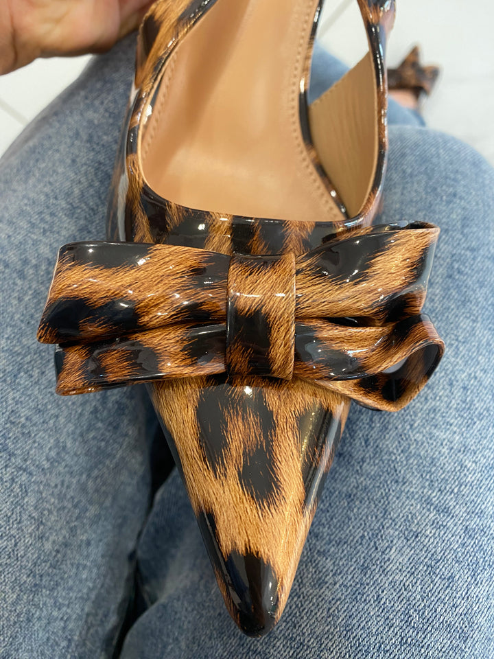 Jessi Sling Back Leopard Kitten Heel