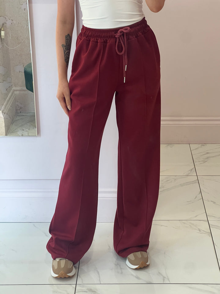 Alex Burgundy Super Soft Seam Front Trousers