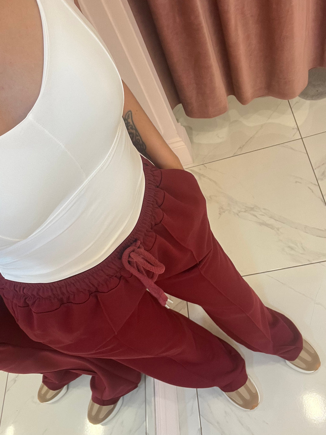 Alex Burgundy Super Soft Seam Front Trousers