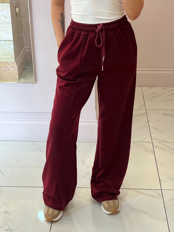 Alex Burgundy Super Soft Seam Front Trousers